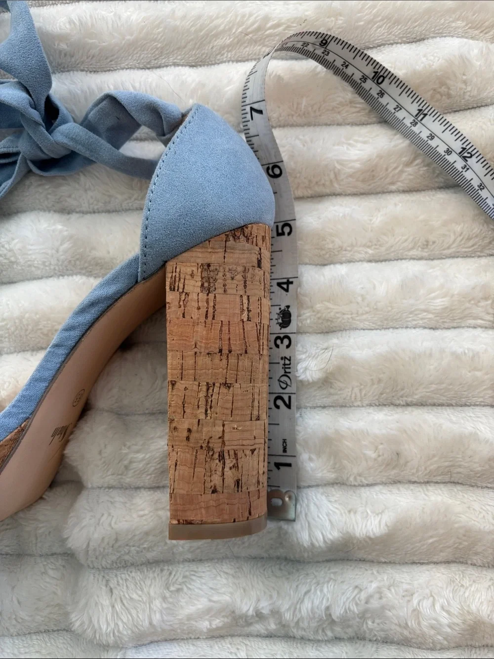 Light Blue Lace-Up Platform Cork Heeled Sandals | Y2K Fairycore Summer Shoes 6.5